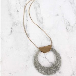 Worn Goldtone & Silver Glitter Necklace